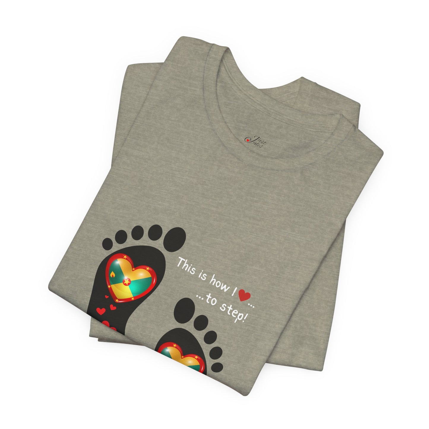 Unisex Jersey Short Sleeve Tee - LoveJustJules Grenadian Heart Flag Tee - Gift Idea