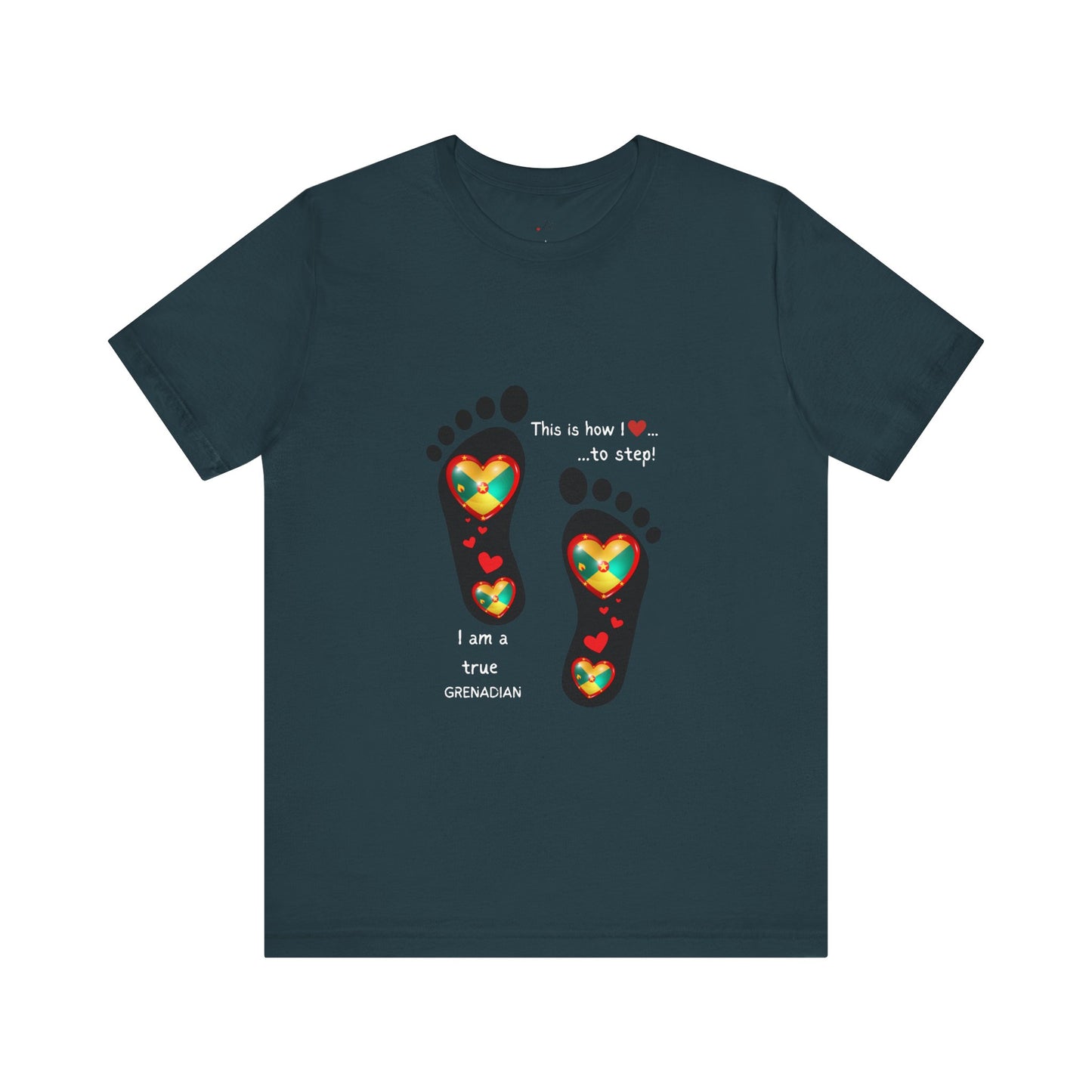 Unisex Jersey Short Sleeve Tee - LoveJustJules Grenadian Heart Flag Tee - Gift Idea