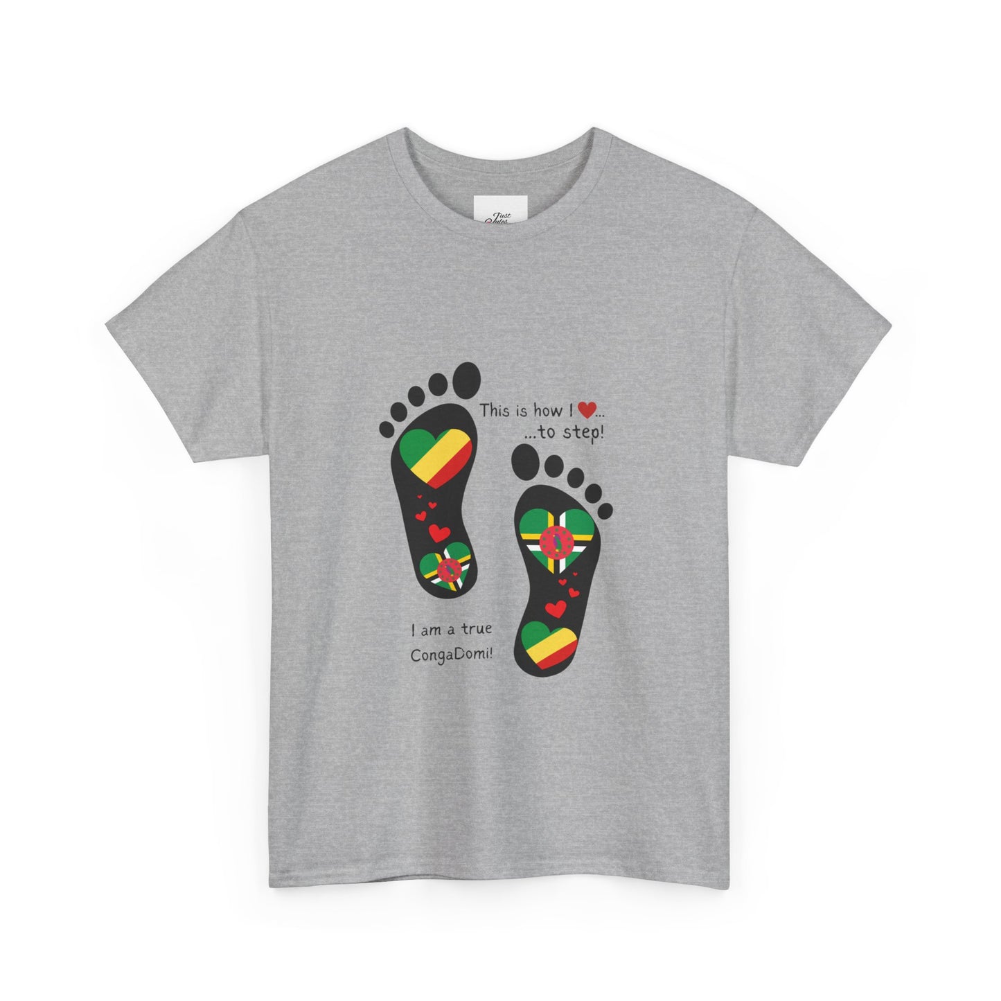 Unisex Heavy Cotton Tee - "Celebrating The Republic of the Congo & Dominica in Every Step" - Heritage Fusion By LoveJustJules