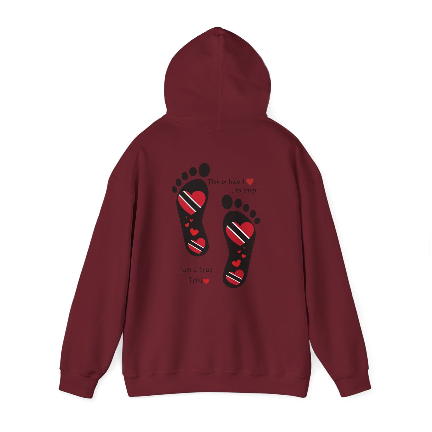 Trinidad Flag Footprints Hooded Top - Unique design meets comfort in our sweatshirt. Unisex style for all." Gift Idea for him and her.