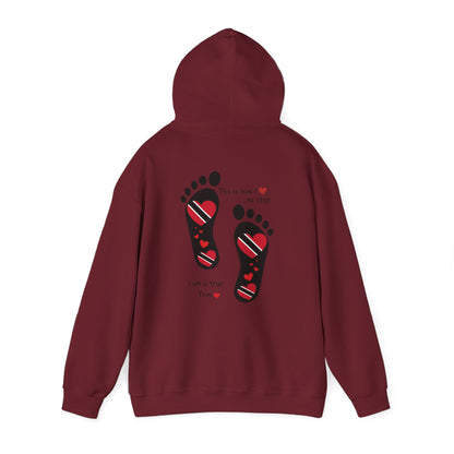 Trinidad Flag Footprints Hooded Top - Unique design meets comfort in our sweatshirt. Unisex style for all." Gift Idea for him and her.