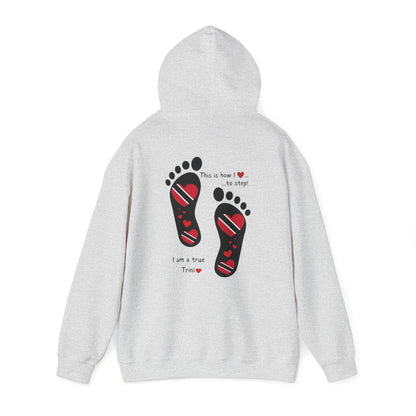 Trinidad Flag Footprints Hooded Top - Unique design meets comfort in our sweatshirt. Unisex style for all." Gift Idea for him and her.