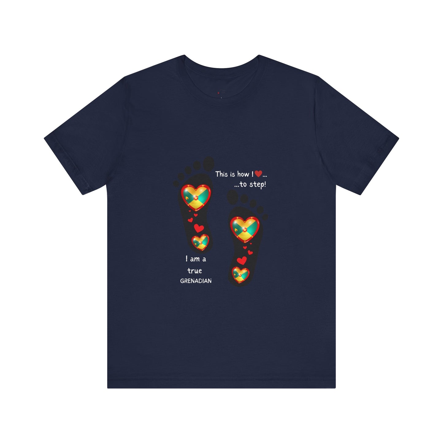 Unisex Jersey Short Sleeve Tee - LoveJustJules Grenadian Heart Flag Tee - Gift Idea