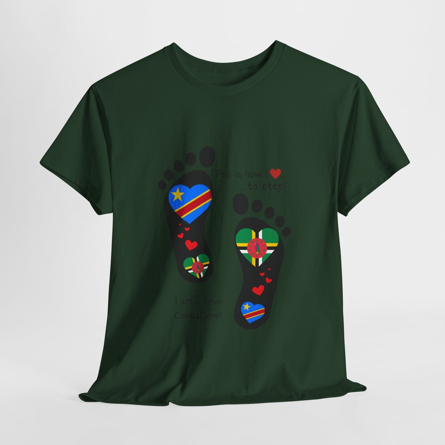 Unisex Heavy Cotton Tee - LoveJustJules - "Heritage Fusion: Celebrating Congo & Dominica in Every Step"