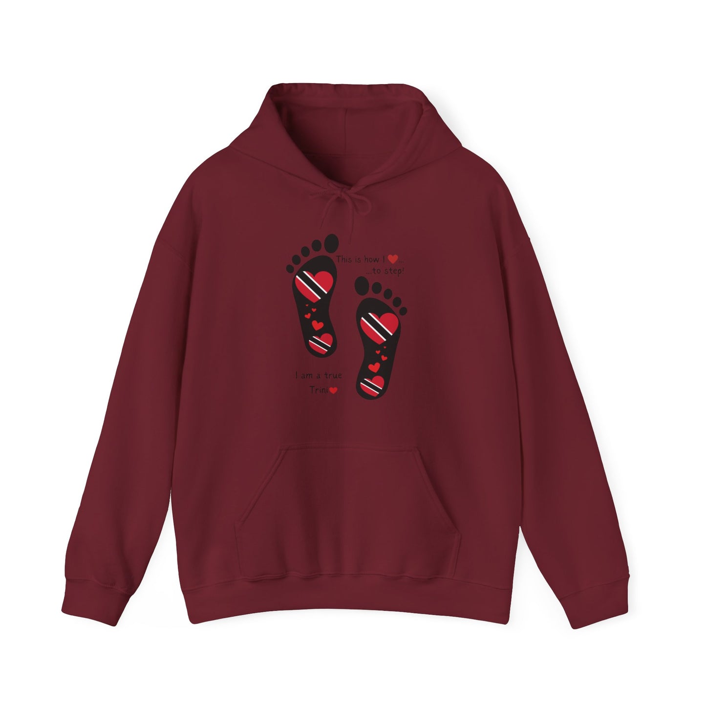 Trinidad Flag Footprints Hooded Top - Unique design meets comfort in our sweatshirt. Unisex style for all." Gift Idea for him and her.