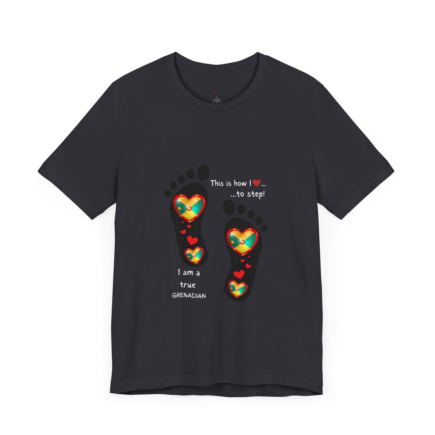 Unisex Jersey Short Sleeve Tee - LoveJustJules Grenadian Heart Flag Tee - Gift Idea