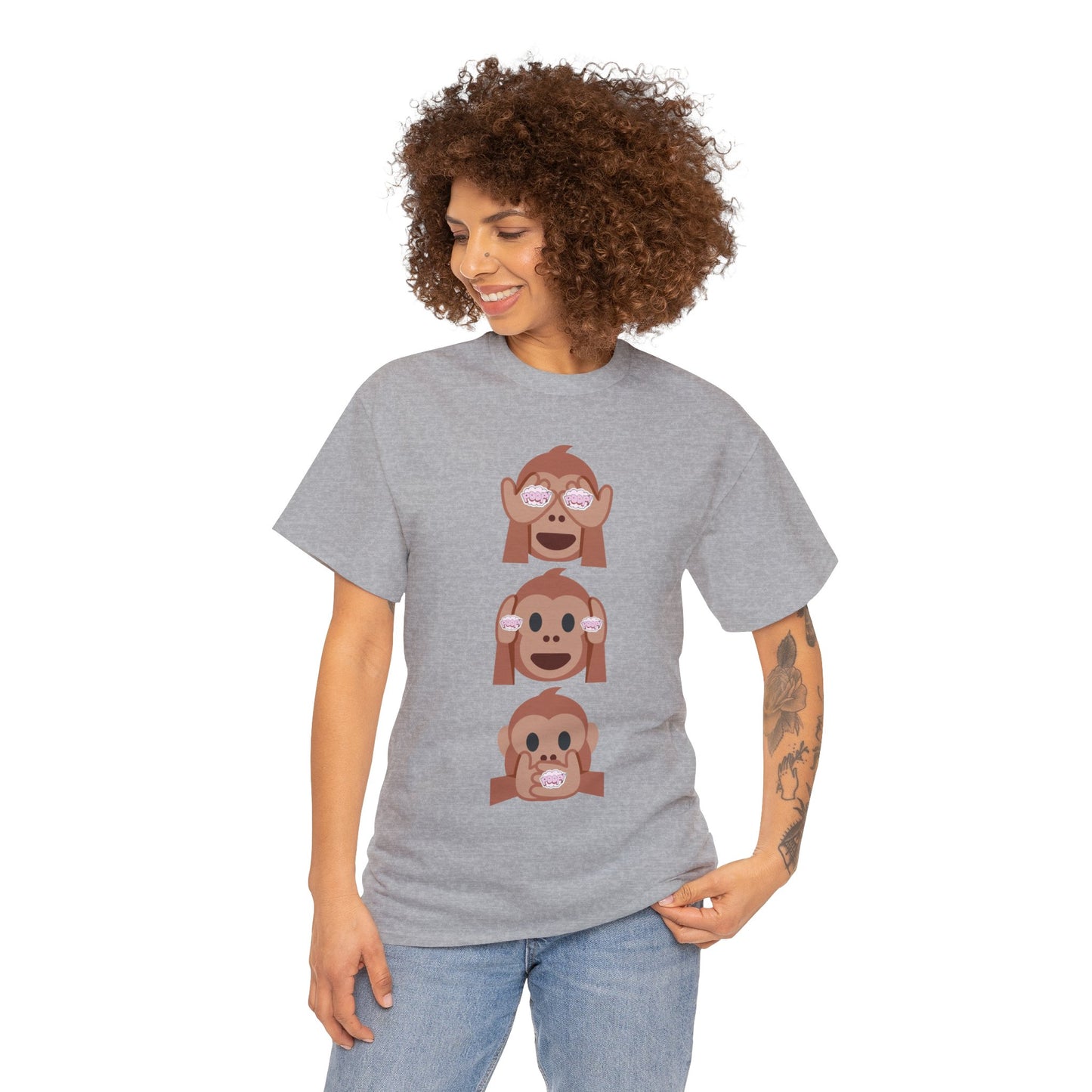 Introducing our Exclusive "See No Evil..Poop, Hear No Evil..Poop, Speak No Evil..Poop" Unisex Heavy Cotton Tee-shirt.