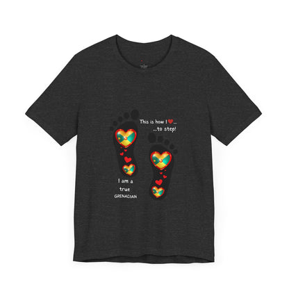 Unisex Jersey Short Sleeve Tee - LoveJustJules Grenadian Heart Flag Tee - Gift Idea