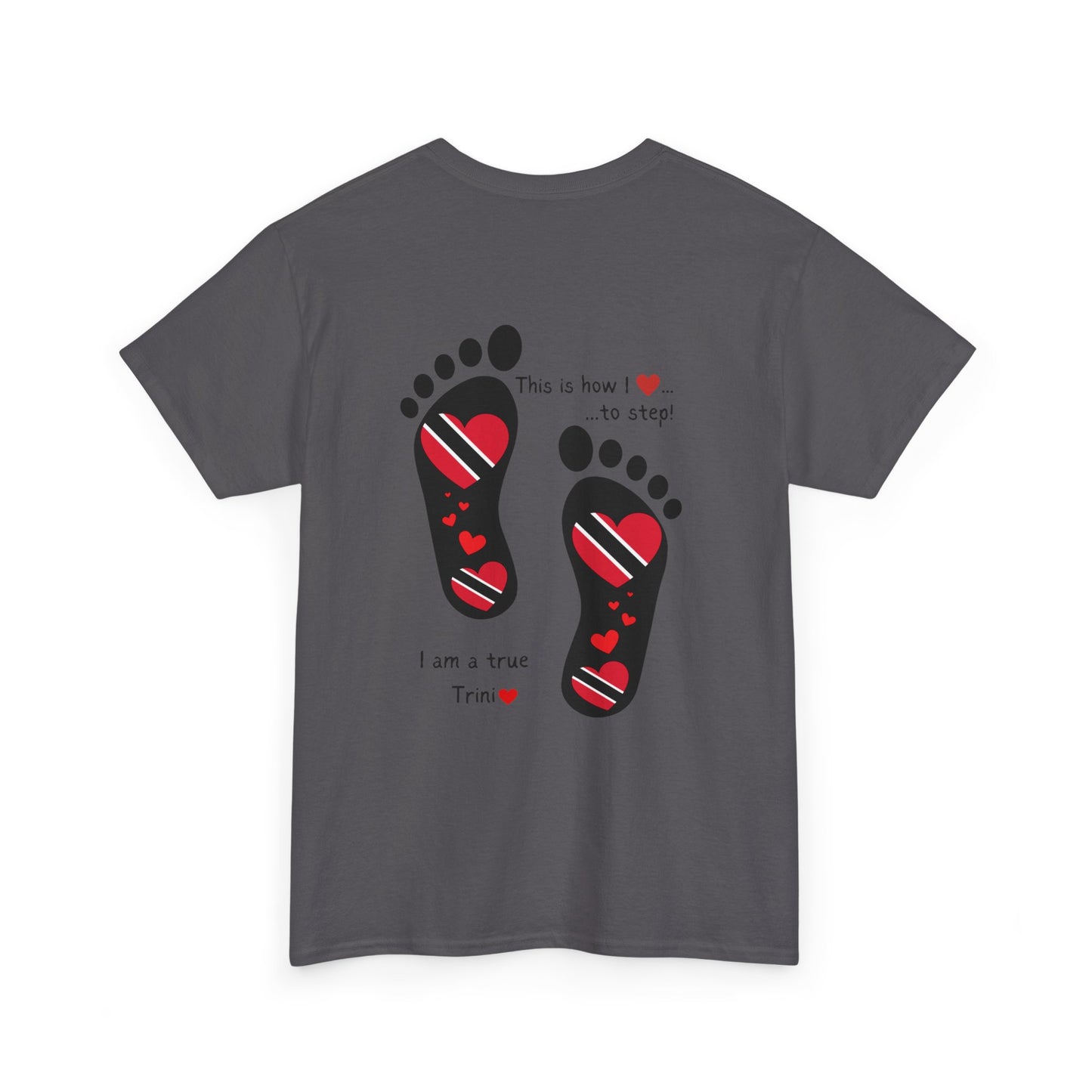 Introducing LoveJustJules's Exclusive Trinidad & Tobago Heart-Shaped Flags Footprint Tee - Trini flags in footprints.  Gift Idea.