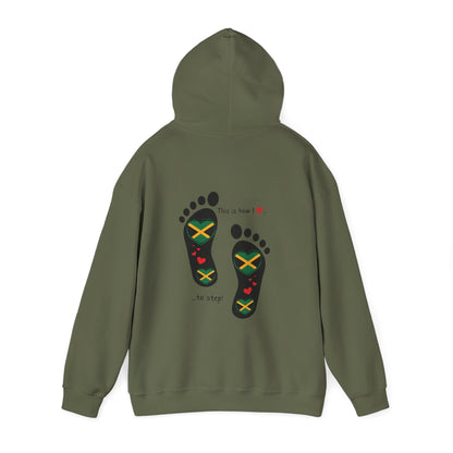 Jamaican Heritage Heart-Shaped Flag Footprints Unisex Hooded Top