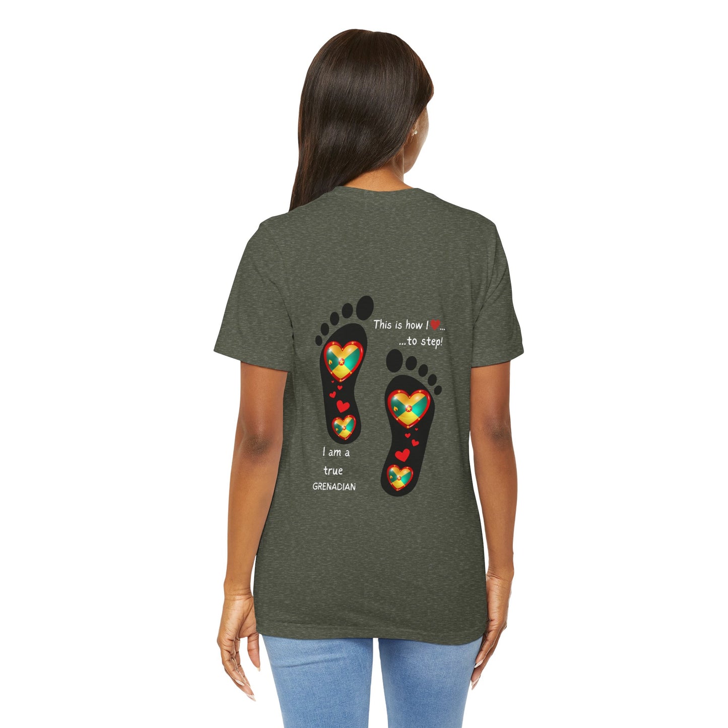 Unisex Jersey Short Sleeve Tee - LoveJustJules Grenadian Heart Flag Tee - Gift Idea