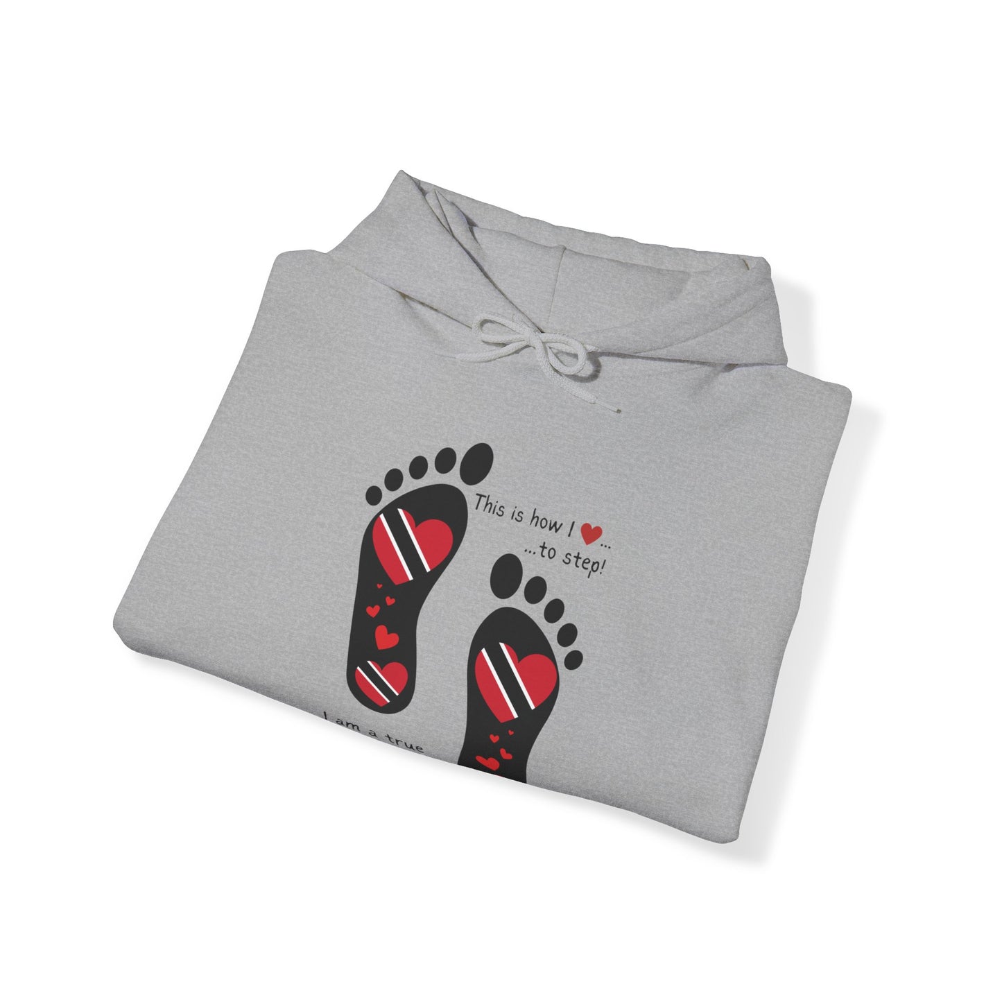 Trinidad Flag Footprints Hooded Top - Unique design meets comfort in our sweatshirt. Unisex style for all." Gift Idea for him and her.