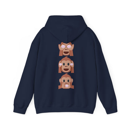 Introducing our iconic "See No Evil..Poop, Hear No Evil..Poop, Speak No Evil..Poop" monkeys hooded sweatshirt.