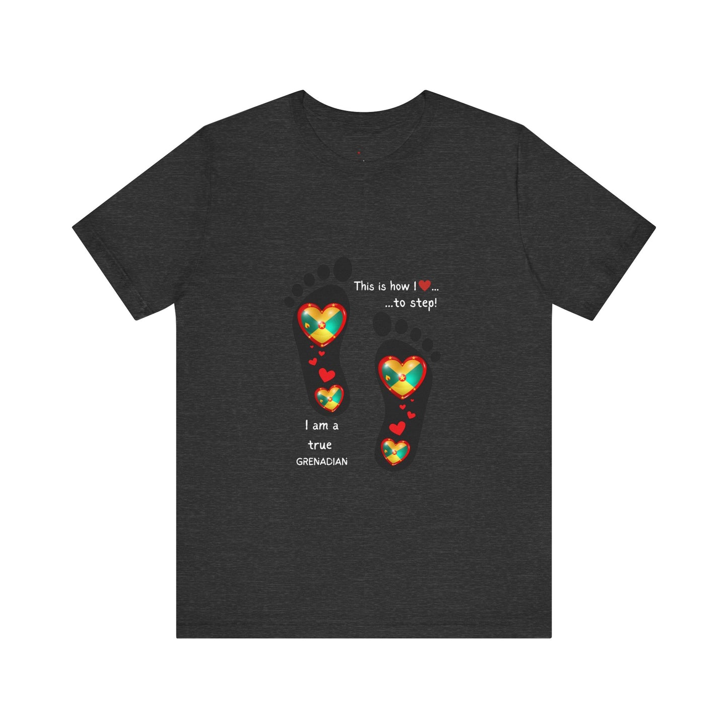 Unisex Jersey Short Sleeve Tee - LoveJustJules Grenadian Heart Flag Tee - Gift Idea