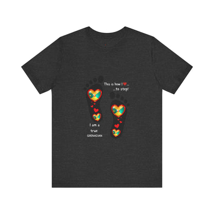 Unisex Jersey Short Sleeve Tee - LoveJustJules Grenadian Heart Flag Tee - Gift Idea