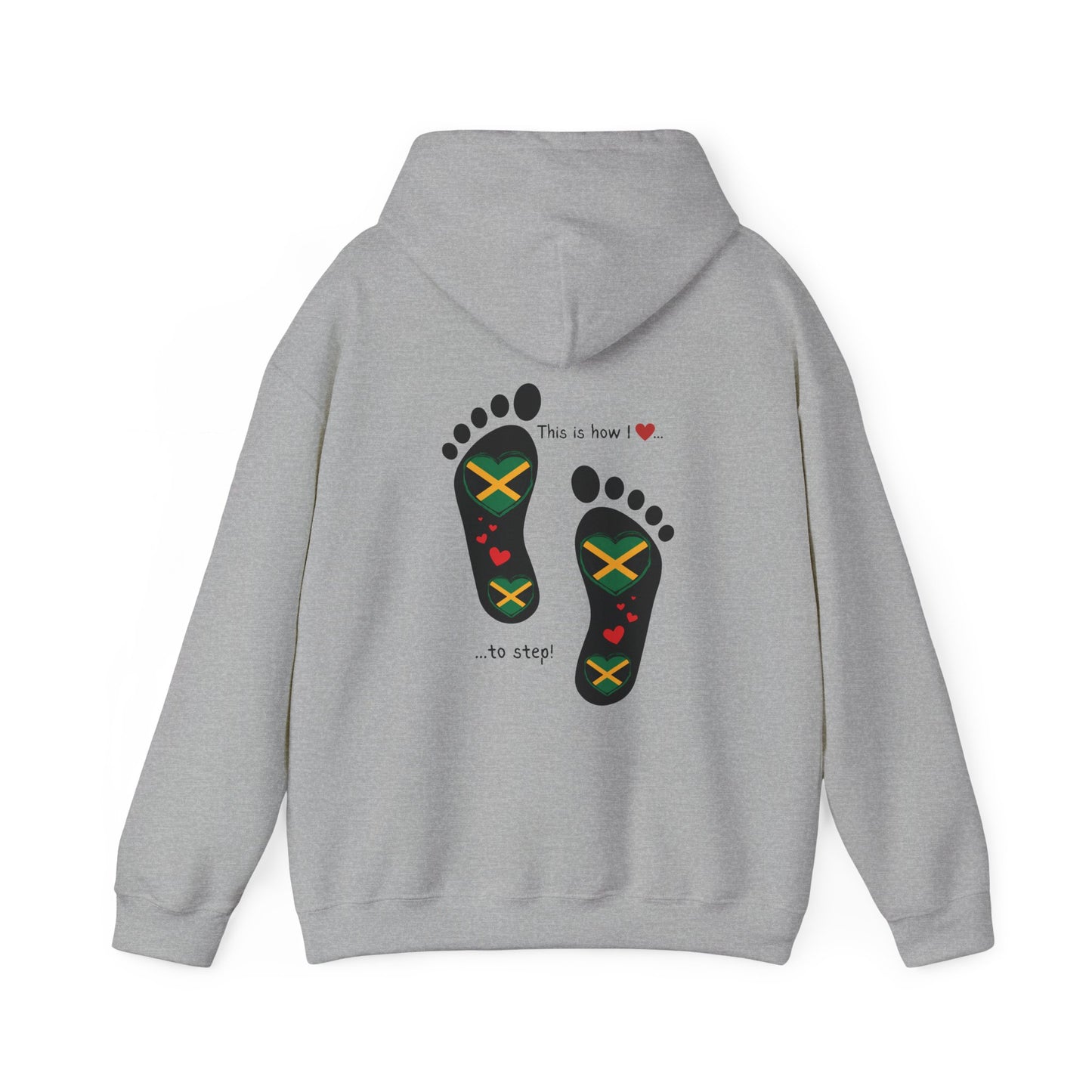Jamaican Heritage Heart-Shaped Flag Footprints Unisex Hooded Top