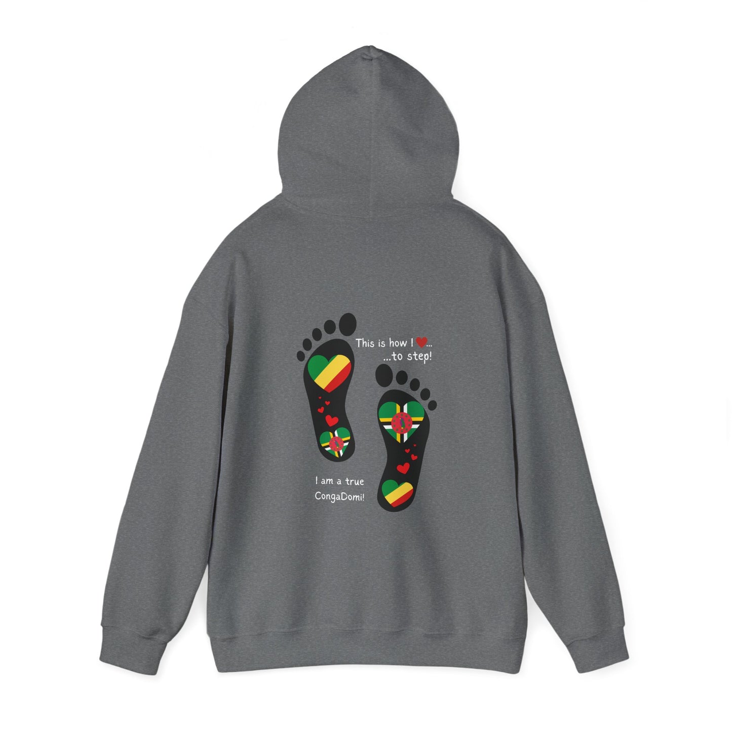 Unisex Heavy Blend™ "Celebrating The Republic of the Congo & Dominica in Every Step" - Heritage Flag Fusions By LoveJustJules