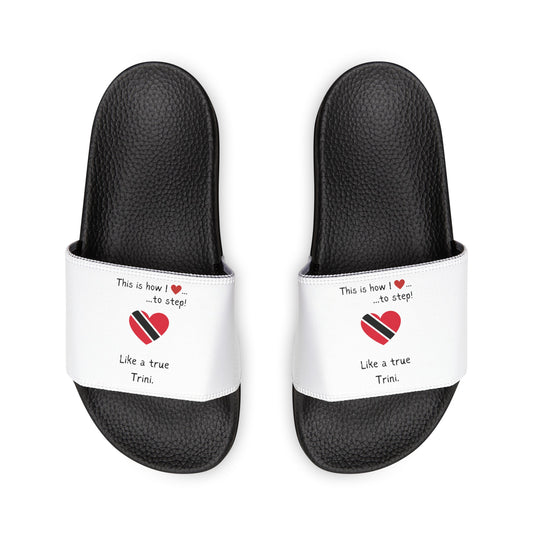 Women's PU Slide Sandals - Stride with pride in our Heart-shaped Trinidad flag slider footwear from LoveJustJules!