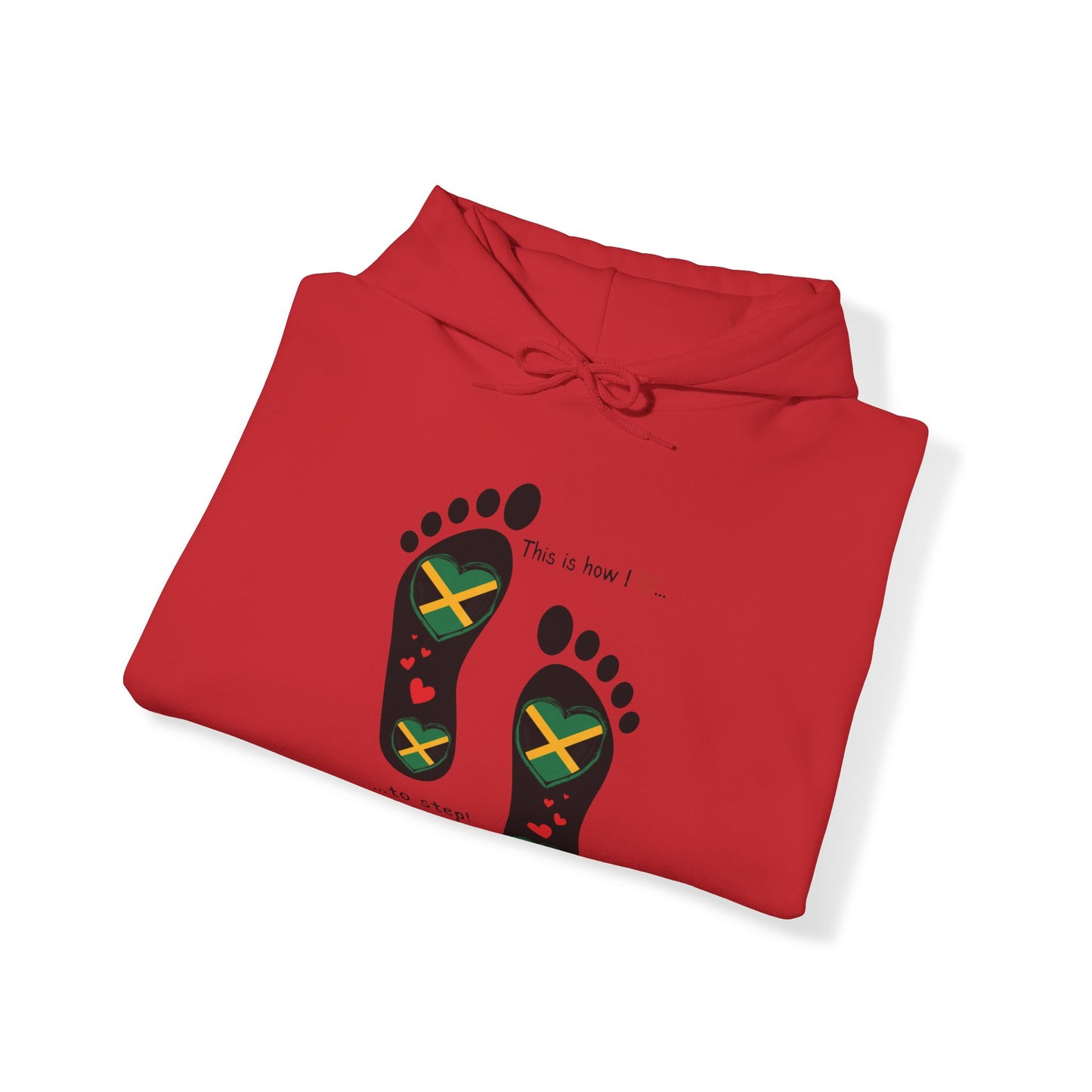 Jamaican Heritage Heart-Shaped Flag Footprints Unisex Hooded Top