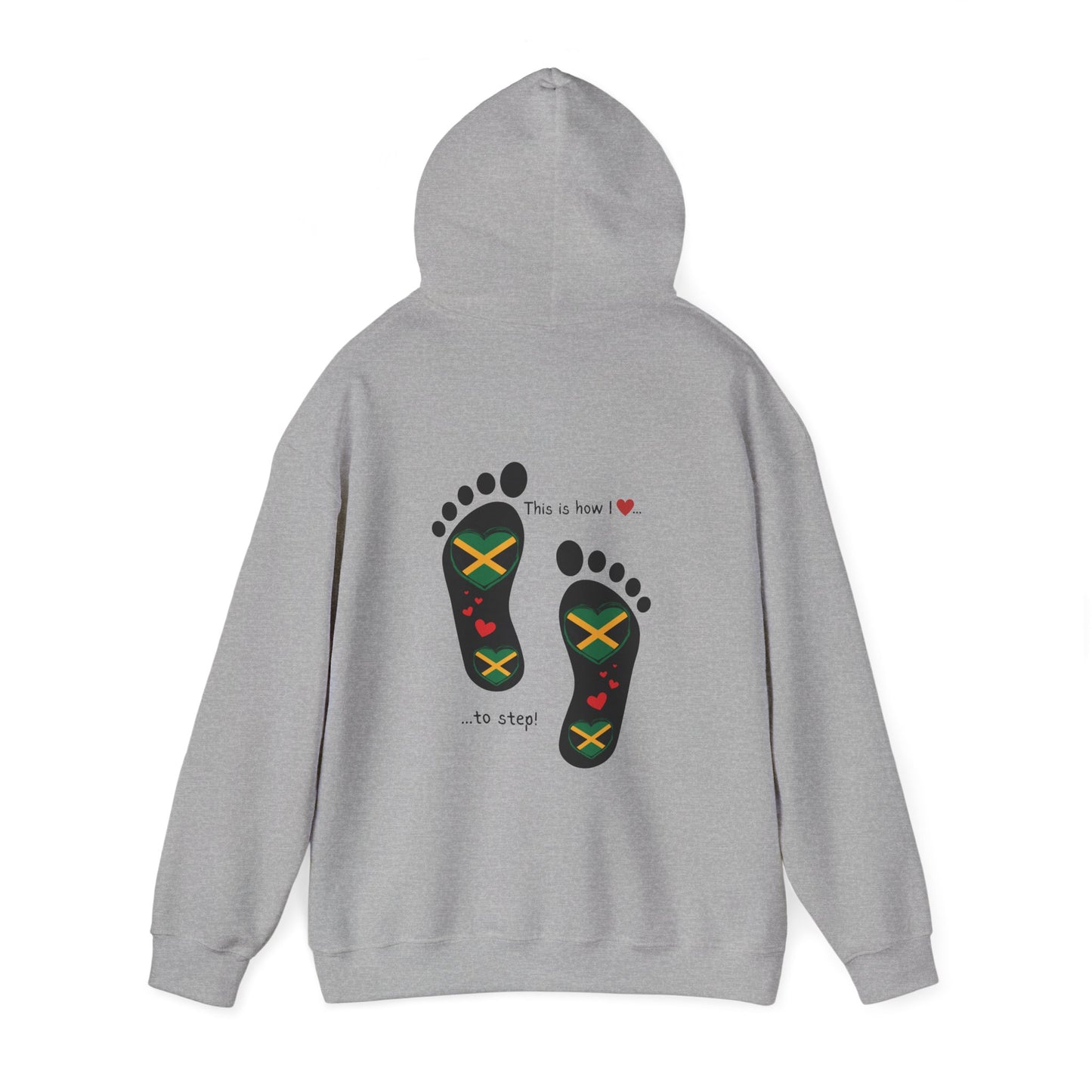 Jamaican Heritage Heart-Shaped Flag Footprints Unisex Hooded Top