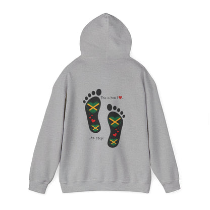 Jamaican Heritage Heart-Shaped Flag Footprints Unisex Hooded Top