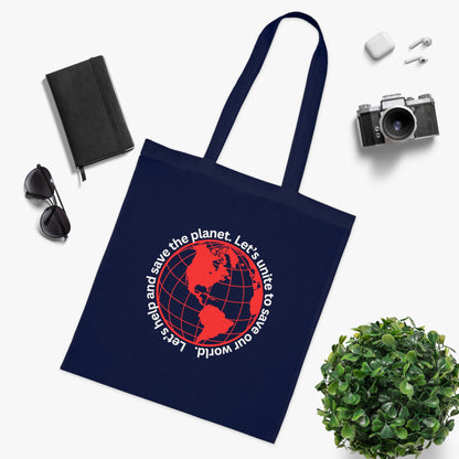 Cotton Tote/Bag - Global Consciousness Tote: LoveJustJules Eco-Friendly World Outline Bag