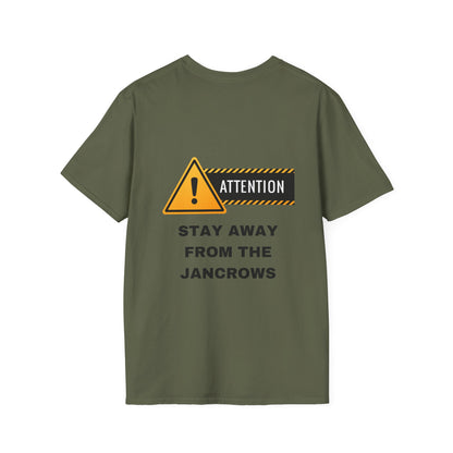 Unisex Softstyle T-Shirt Featuring Design Print - STAY AWAY FROM THE JANCROWS" - Caribbean Humour - LoveJustJules