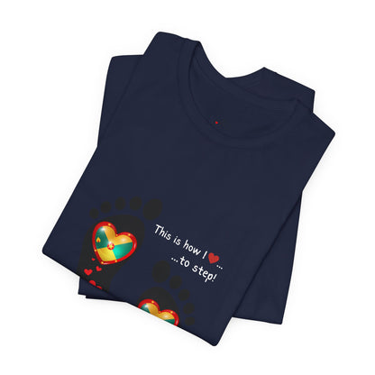 Unisex Jersey Short Sleeve Tee - LoveJustJules Grenadian Heart Flag Tee - Gift Idea