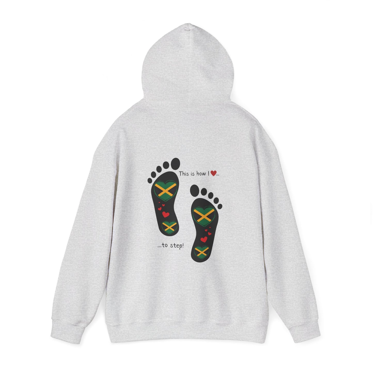 Jamaican Heritage Heart-Shaped Flag Footprints Unisex Hooded Top