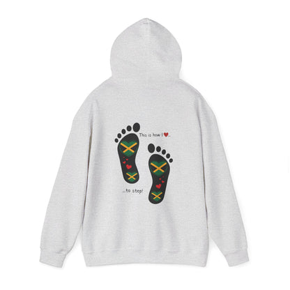 Jamaican Heritage Heart-Shaped Flag Footprints Unisex Hooded Top
