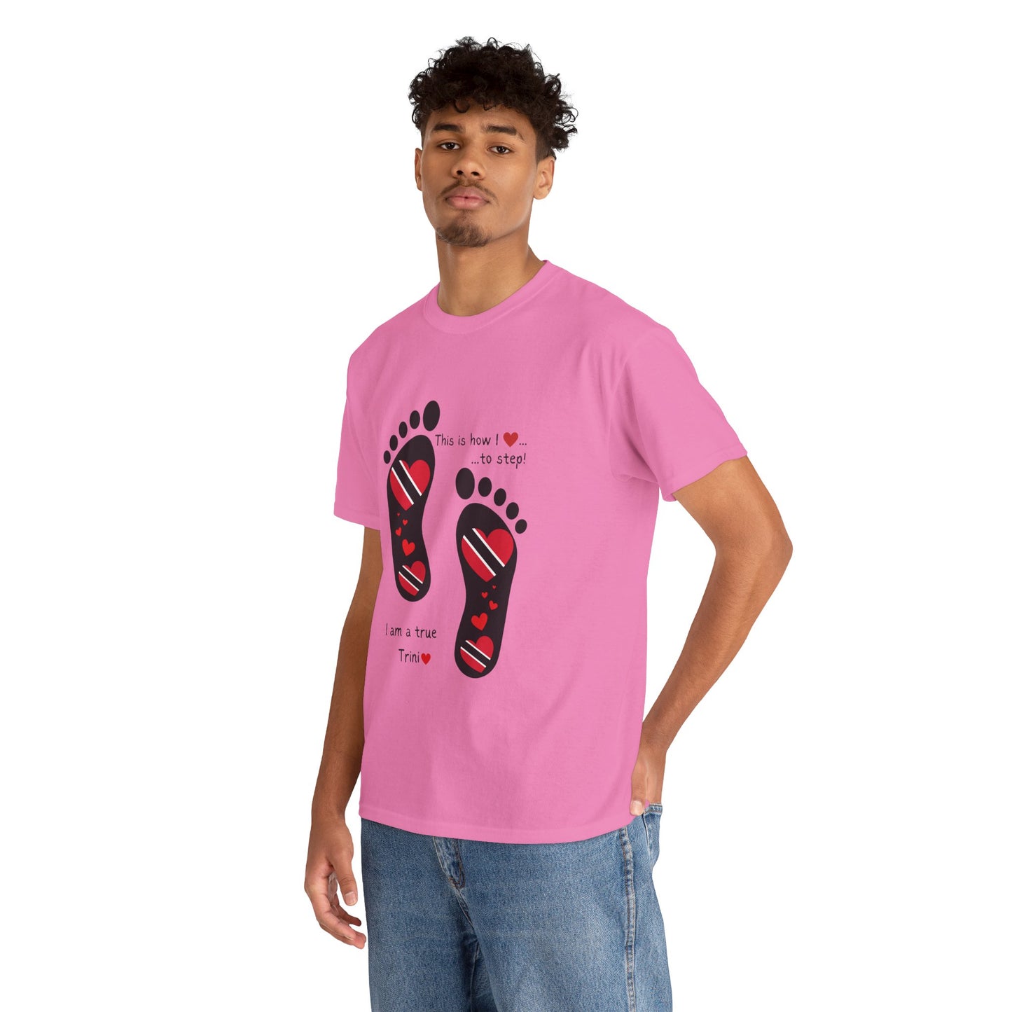 Introducing LoveJustJules's Exclusive Trinidad & Tobago Heart-Shaped Flags Footprint Tee - Trini flags in footprints.  Gift Idea.