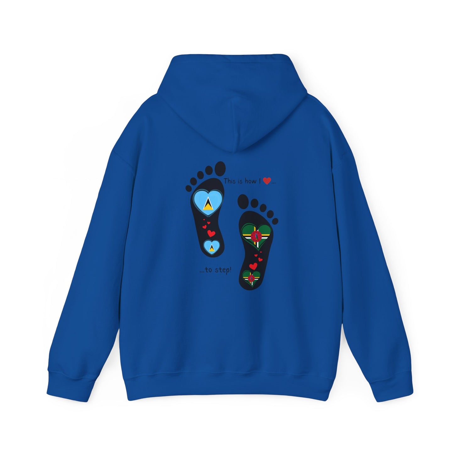 Saint Lucia & Dominica Flag Footprints Unisex Hoodie: Express dual-nationality Caribbean pride with unique designs on cozy sweatshirts