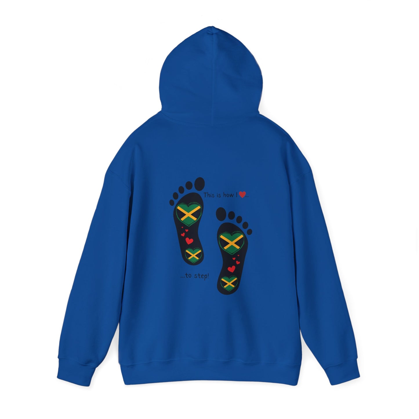 Jamaican Heritage Heart-Shaped Flag Footprints Unisex Hooded Top