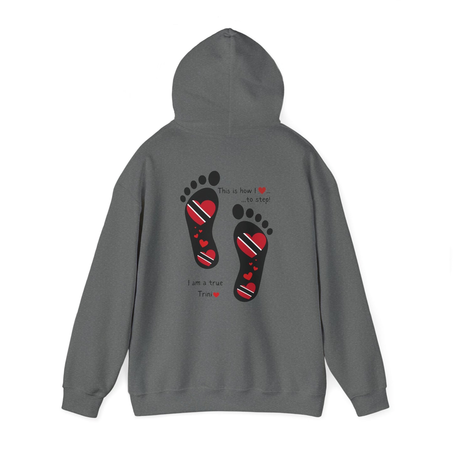 Trinidad Flag Footprints Hooded Top - Unique design meets comfort in our sweatshirt. Unisex style for all." Gift Idea for him and her.