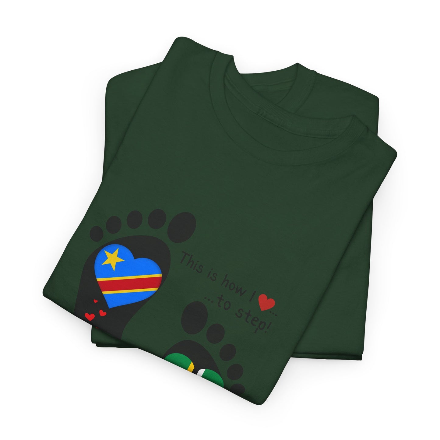 Unisex Heavy Cotton Tee - LoveJustJules - "Heritage Fusion: Celebrating Congo & Dominica in Every Step"