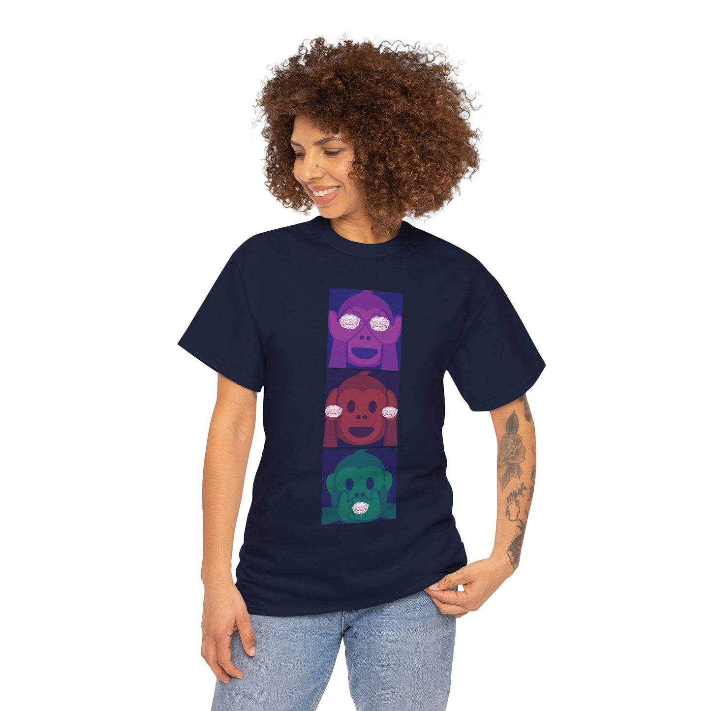 Introducing our Exclusive "See No Evil, Hear No Evil, Speak No Evil" Poop Emoji Graphic Tee-Shirt!