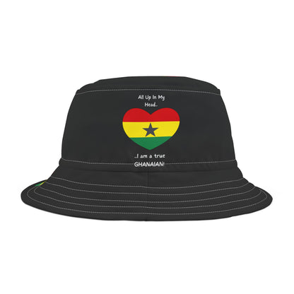 LoveJustJules Ghanaian Heart-shaped Flag Fisherman's Bucket Hat - Wear Your Ghanaian Pride!