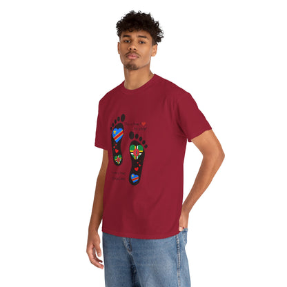 Unisex Heavy Cotton Tee - LoveJustJules - "Heritage Fusion: Celebrating Congo & Dominica in Every Step"