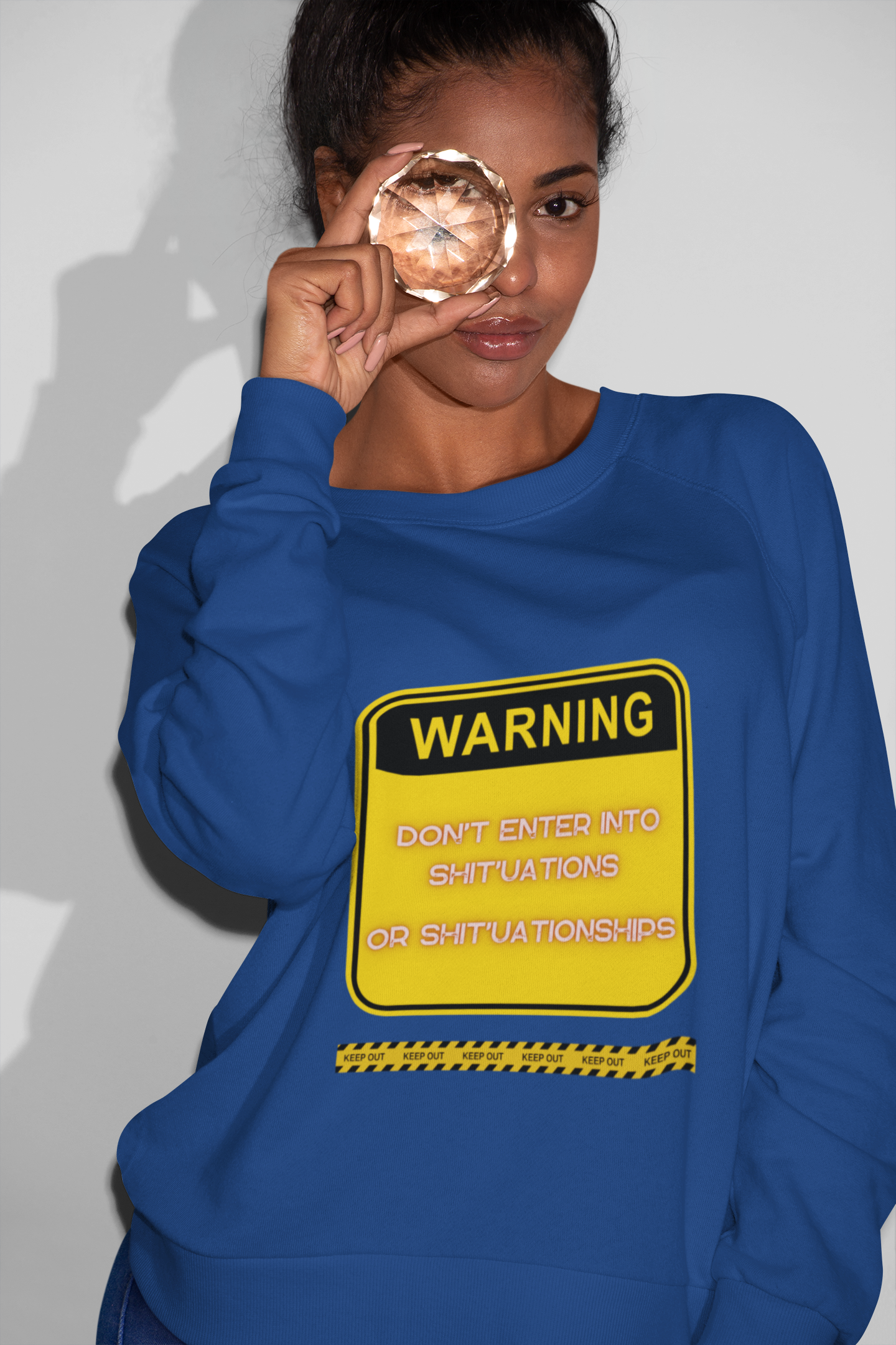 Unisex Sweatshirt -  Bold Warning Sign Sweat-Top - "DON'T ENTER INTO SHIT'UATIONS OR SHIT'UATIONSHIPS!" – Empowering, Humorous, and Stylish Apparel