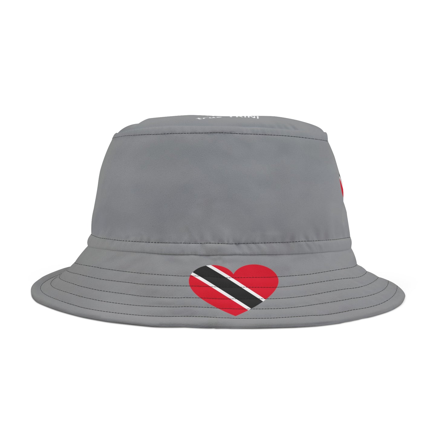 Heart-Shaped Trinidad & Tobago Flag Bucket Hat with 'All Up In My Head... I am a True Trini' Text