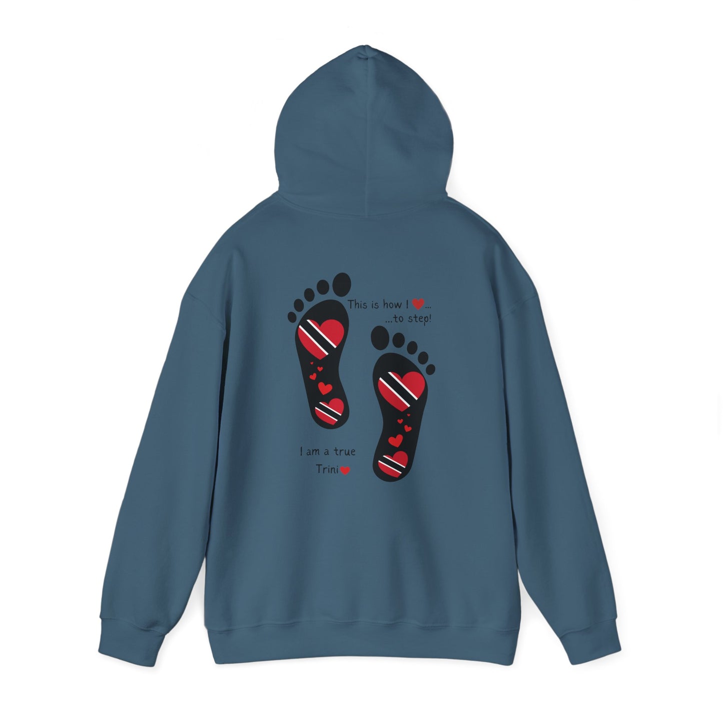 Trinidad Flag Footprints Hooded Top - Unique design meets comfort in our sweatshirt. Unisex style for all." Gift Idea for him and her.