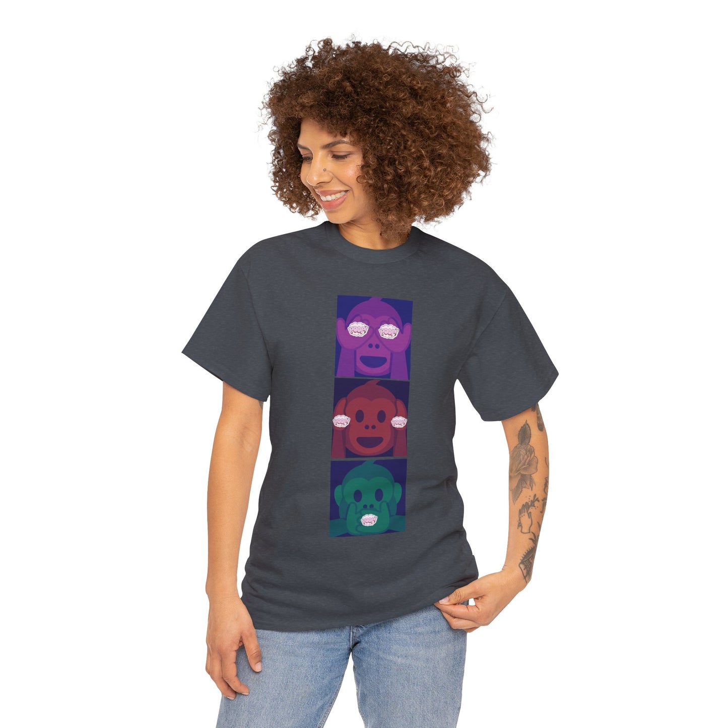 Introducing our Exclusive "See No Evil, Hear No Evil, Speak No Evil" Poop Emoji Graphic Tee-Shirt!