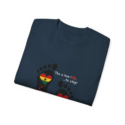 Unisex Ultra Cotton Tee - LoveJustJules Heart Flag Unisex Tee: Ghanaian Pride Edition