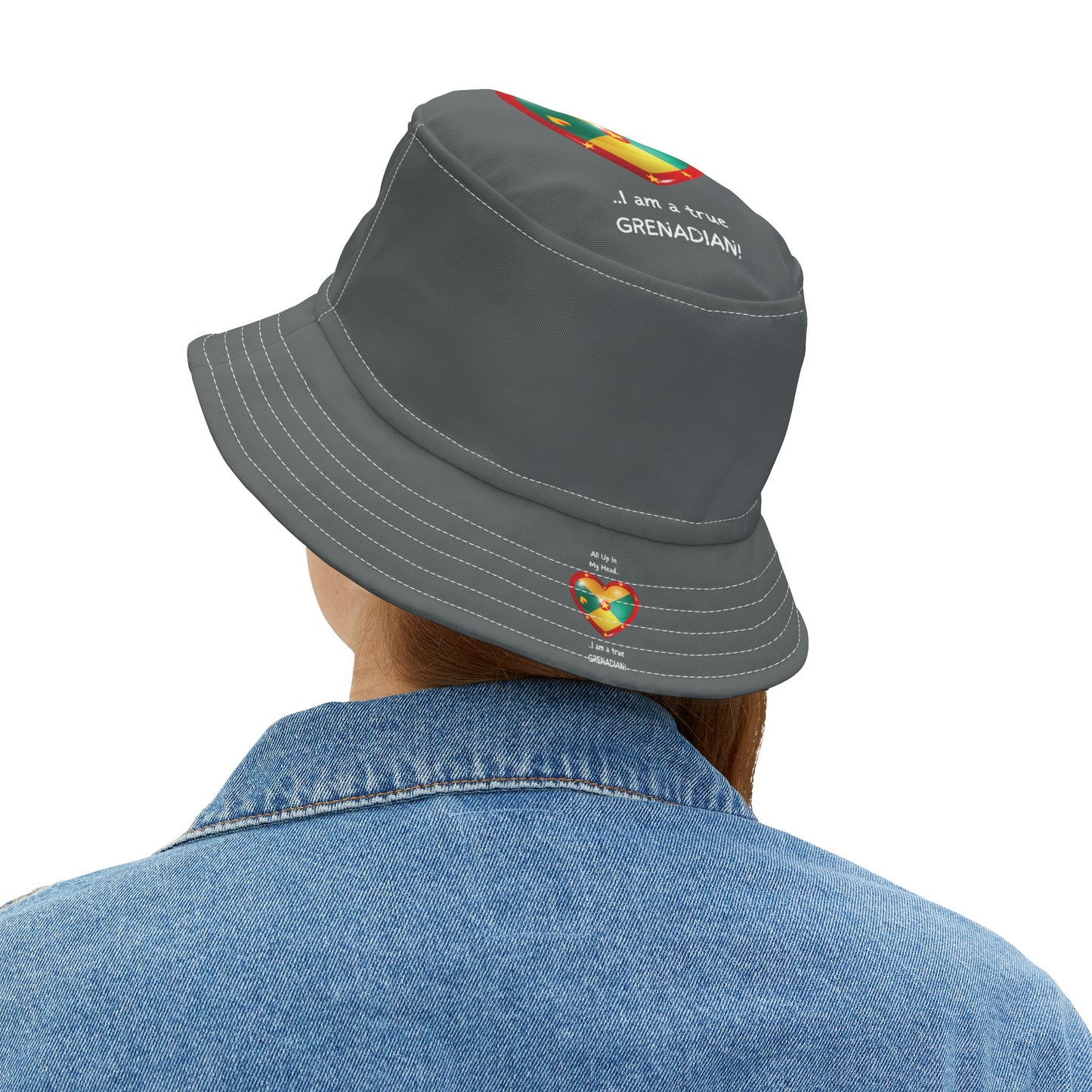 LoveJustJules - Grenadian Heart-Shaped Flag Bucket Hat - Gift Idea