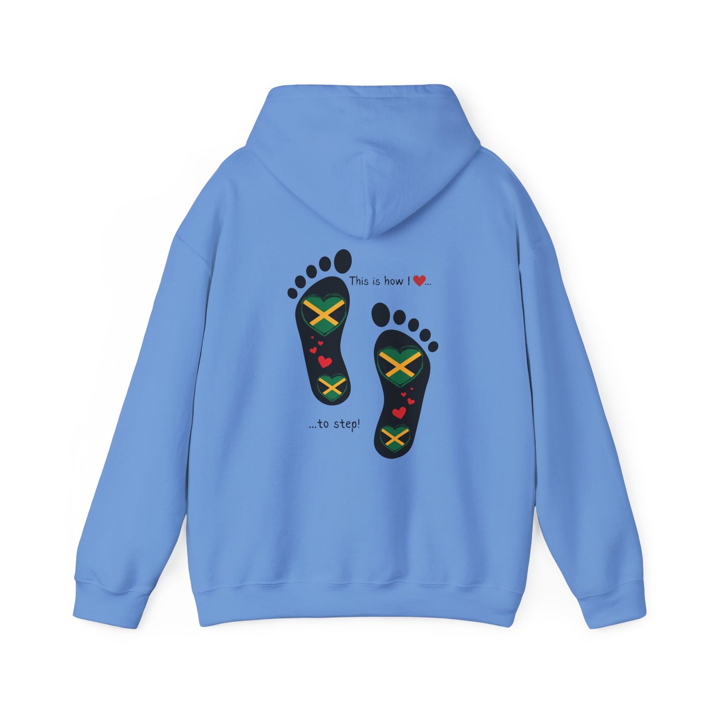 Jamaican Heritage Heart-Shaped Flag Footprints Unisex Hooded Top