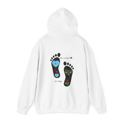 Saint Lucia & Dominica Flag Footprints Unisex Hoodie: Express dual-nationality Caribbean pride with unique designs on cozy sweatshirts