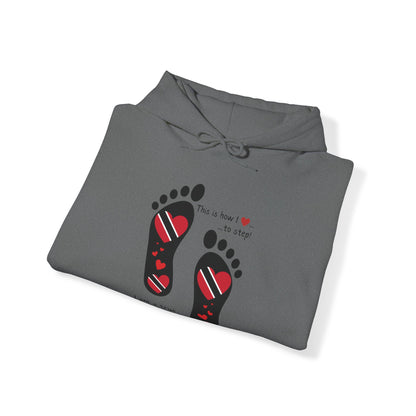 Trinidad Flag Footprints Hooded Top - Unique design meets comfort in our sweatshirt. Unisex style for all." Gift Idea for him and her.