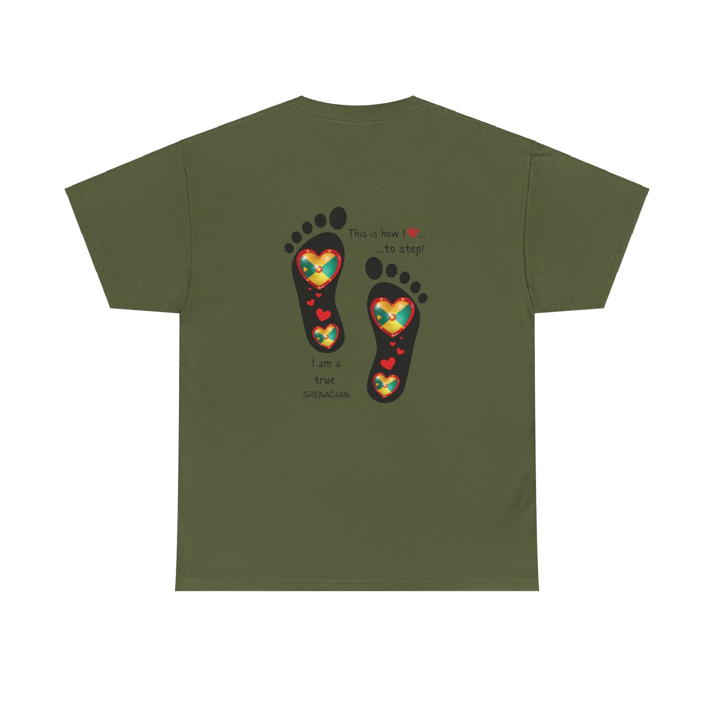 Unisex Heavy Cotton Tee -  LoveJustJules Grenadian Heart Flag Tee - Gift Idea