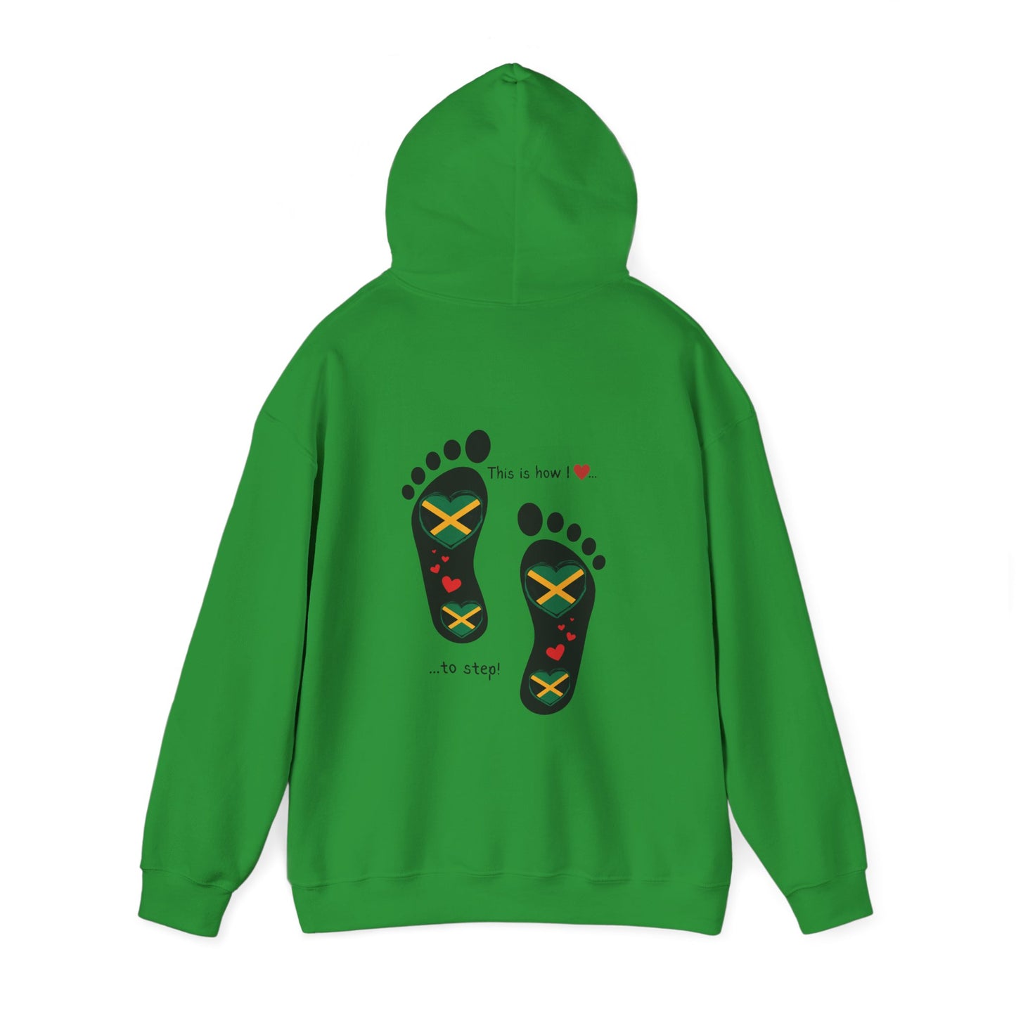 Jamaican Heritage Heart-Shaped Flag Footprints Unisex Hooded Top
