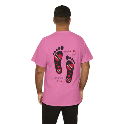 Introducing LoveJustJules's Exclusive Trinidad & Tobago Heart-Shaped Flags Footprint Tee - Trini flags in footprints.  Gift Idea.